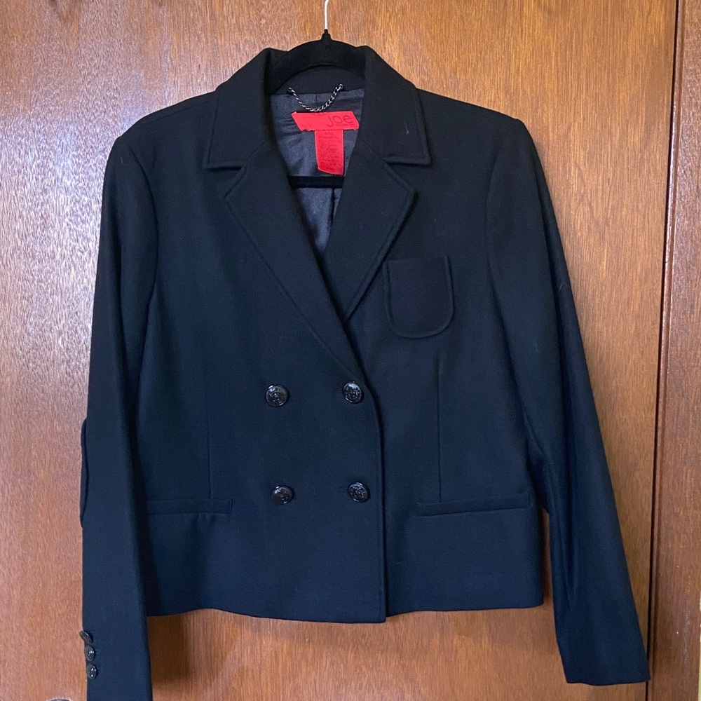 Joe Fresh Black Double-Breasted Cropped Blazer